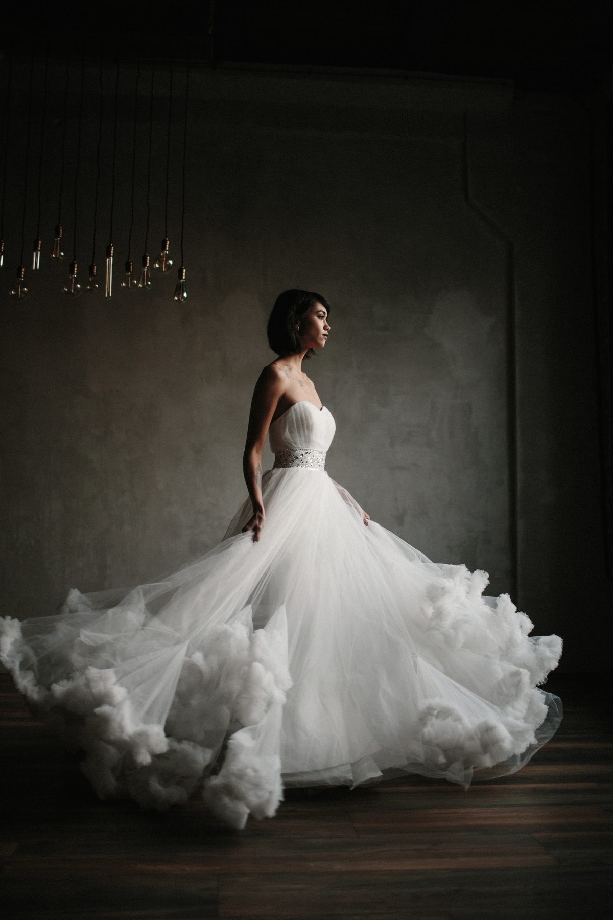 Работа ученика: невеста в пышном белом платье